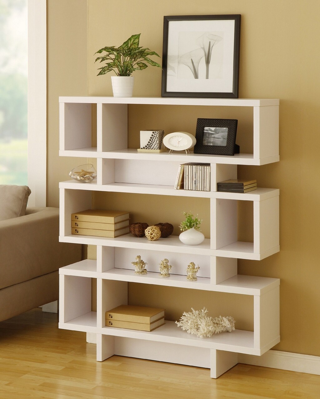 Biblioteca Elza, Decorotika, 90x19.6x130.8 cm, alb - imagine 4